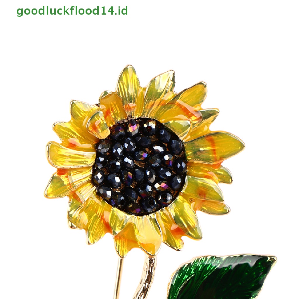 [GOOGFOUR] Enamel Bunga Matahari 2daun Bros Pin Untuk Wanita Fashion Perhiasan Brooch Gift [TOP]