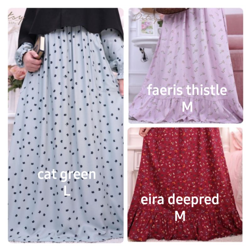 preloved ditsy (cat green, eira deepred, faeris thistle)