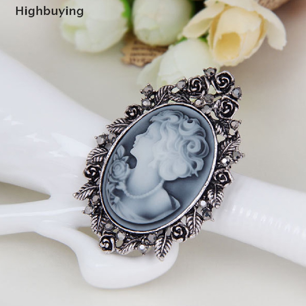 Hbid 1X Vintage Cameo Victorian Style Kristal Pesta Pernikahan Wanita Liontin Bros Pin Glory