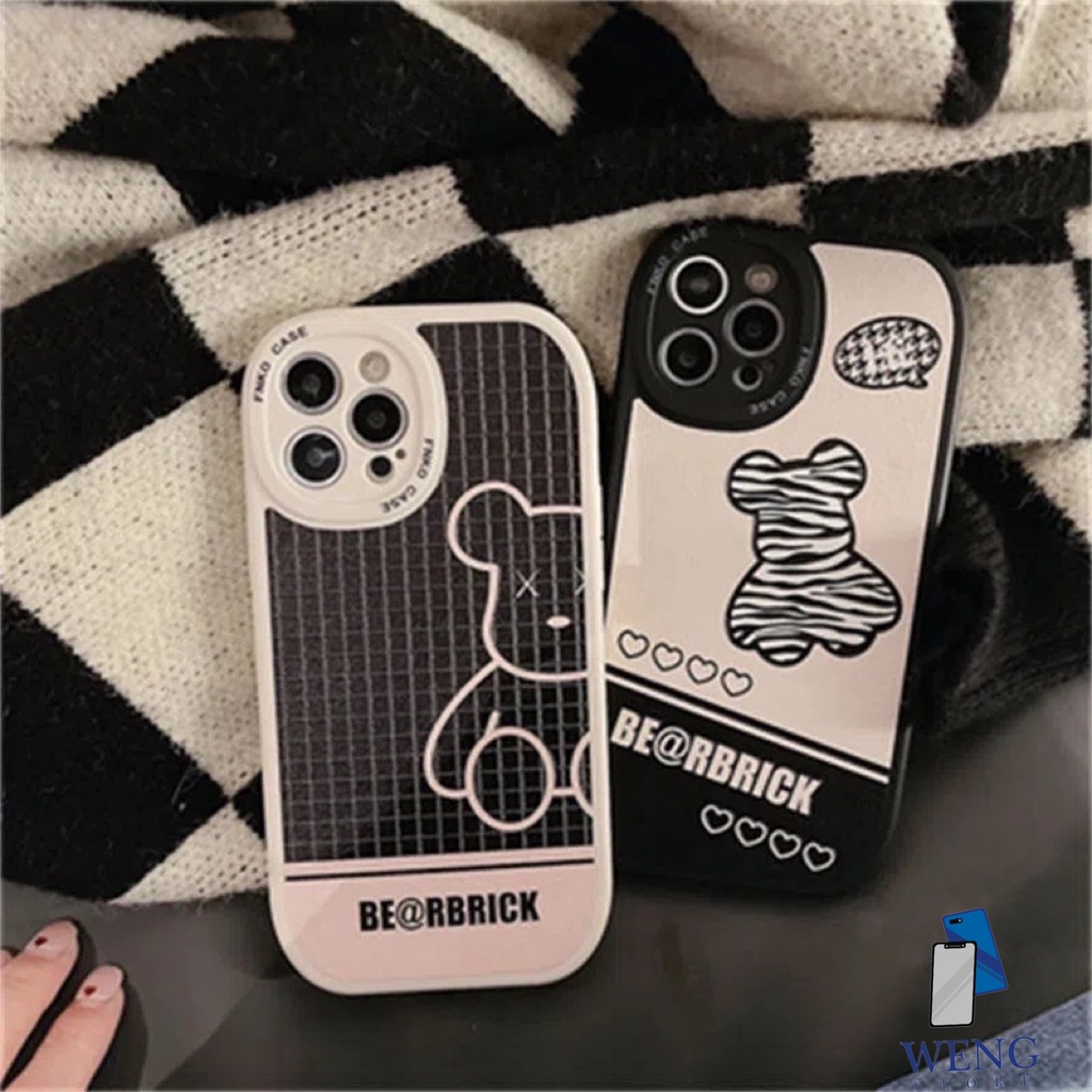 Silikon Oval Motif Bearbrick For Vivo Y91 Y93 Y95 Y91C Y01 Y1S Y12 Y15 Y17 Y20 Y20S Y12S Y15S Y33S Y30 Y50 Y30I Y50I Y21S Y21 Y21T Y21A Y35