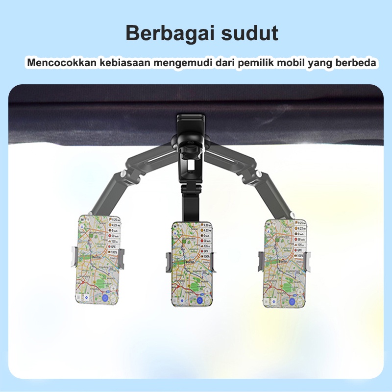 SEAMETAL Holder Mobil Spion Jepit 4 in 1 Car Holder Hp Untuk Sun Visor