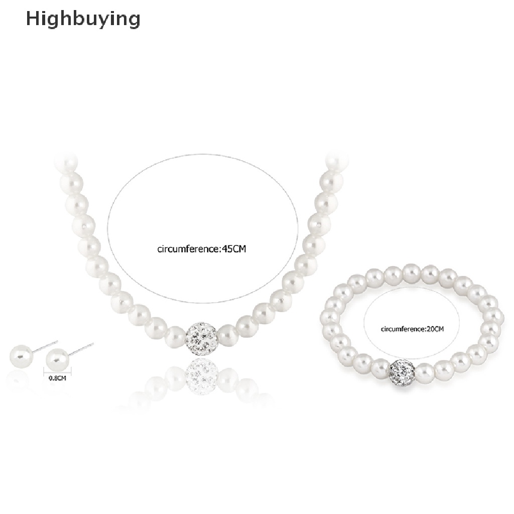 Hbid Set Perhiasan Mutiara Fashion Bola Mutiara Kalung Anting Gelang Set Glory