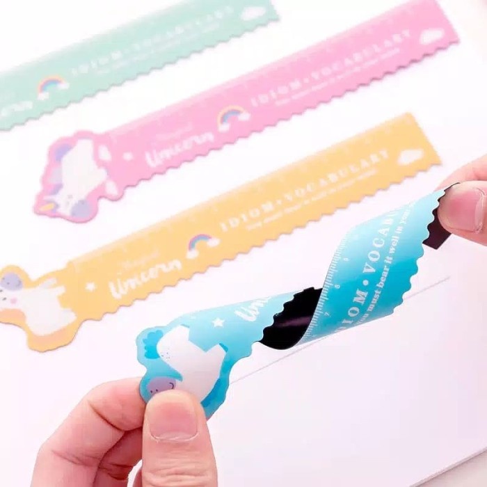 Penggaris Unicorn Magnet Sekolah Anak Perempuan Lucu Karakter Pink Kado Ruler