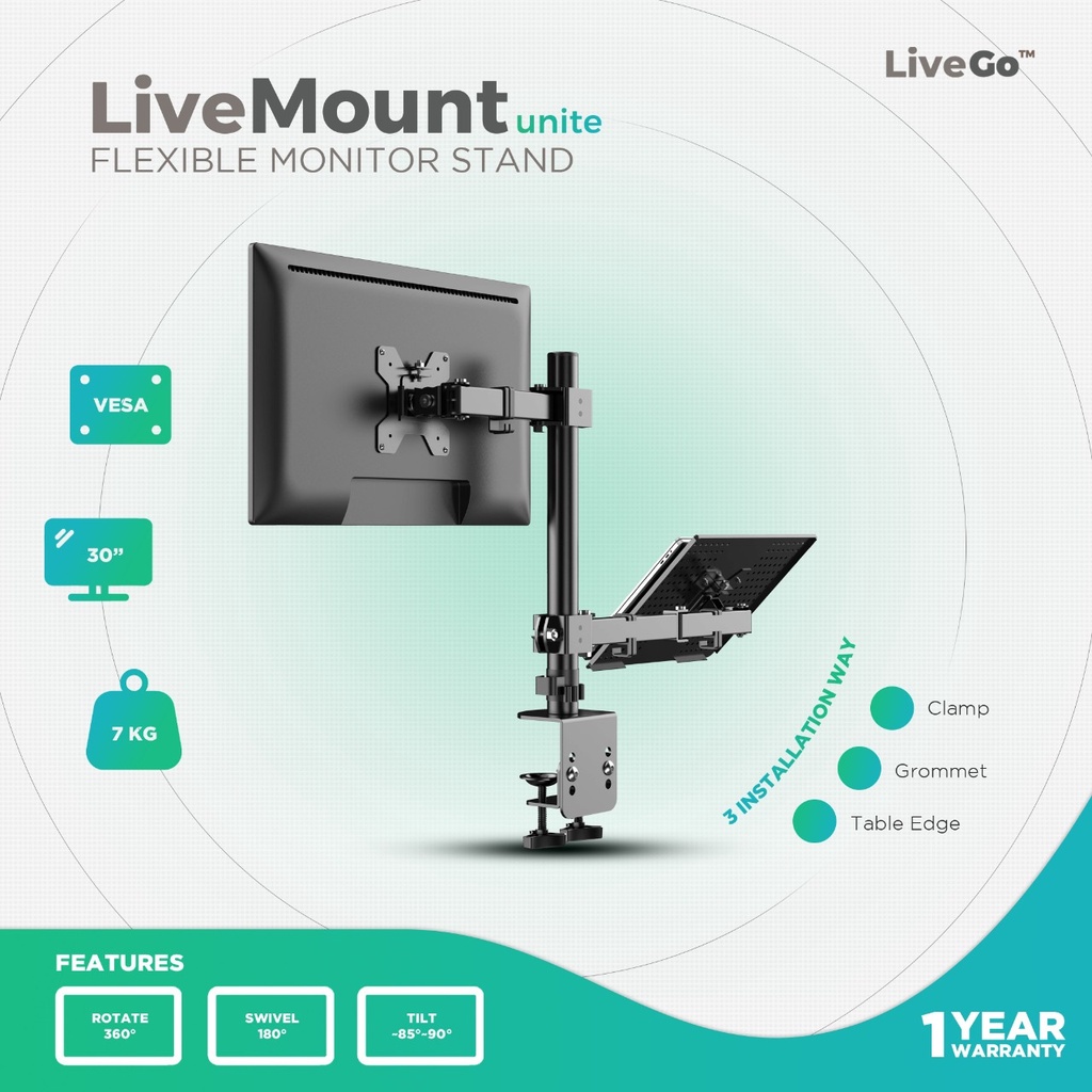 Jual LiveMount Unite Bracket Monitor TV Desk Mount Breket Braket