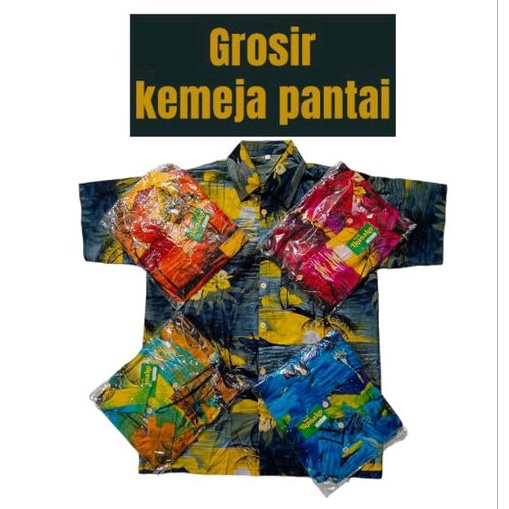 grosir kemeja pantai / pria wanita ukuran L terbaru /  kemeja pantai  pendek cewek cowok dan anak jumbo murah