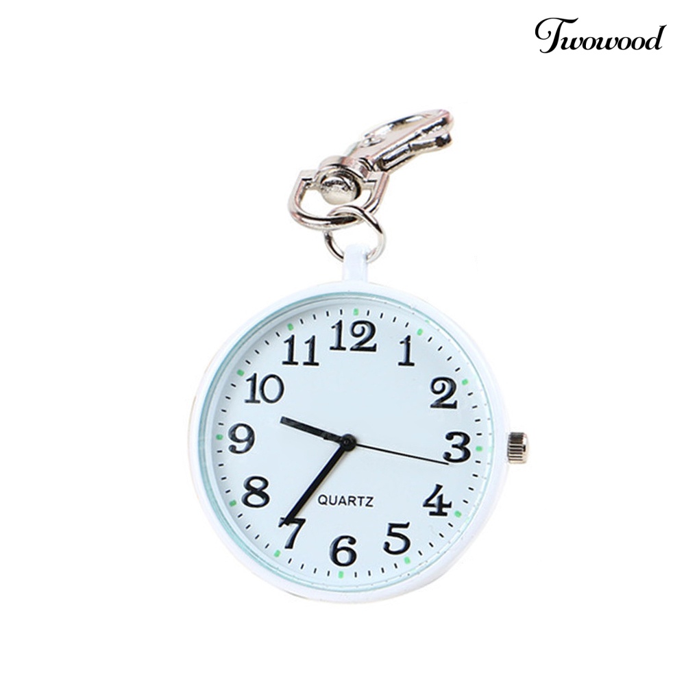 Twowood Fashion Unisex Dial Bulat Quartz Analog Perawat Medis Keychain Pocket Watch