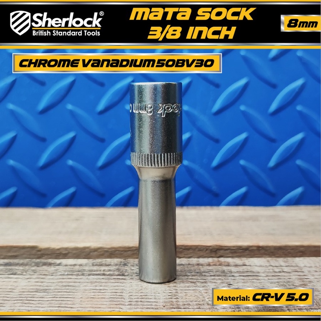 Mata Sock Panjang 3/8&quot; Drive 6 PT/ Deep Wall Socket 6 PT Original Sherlock 8 mm