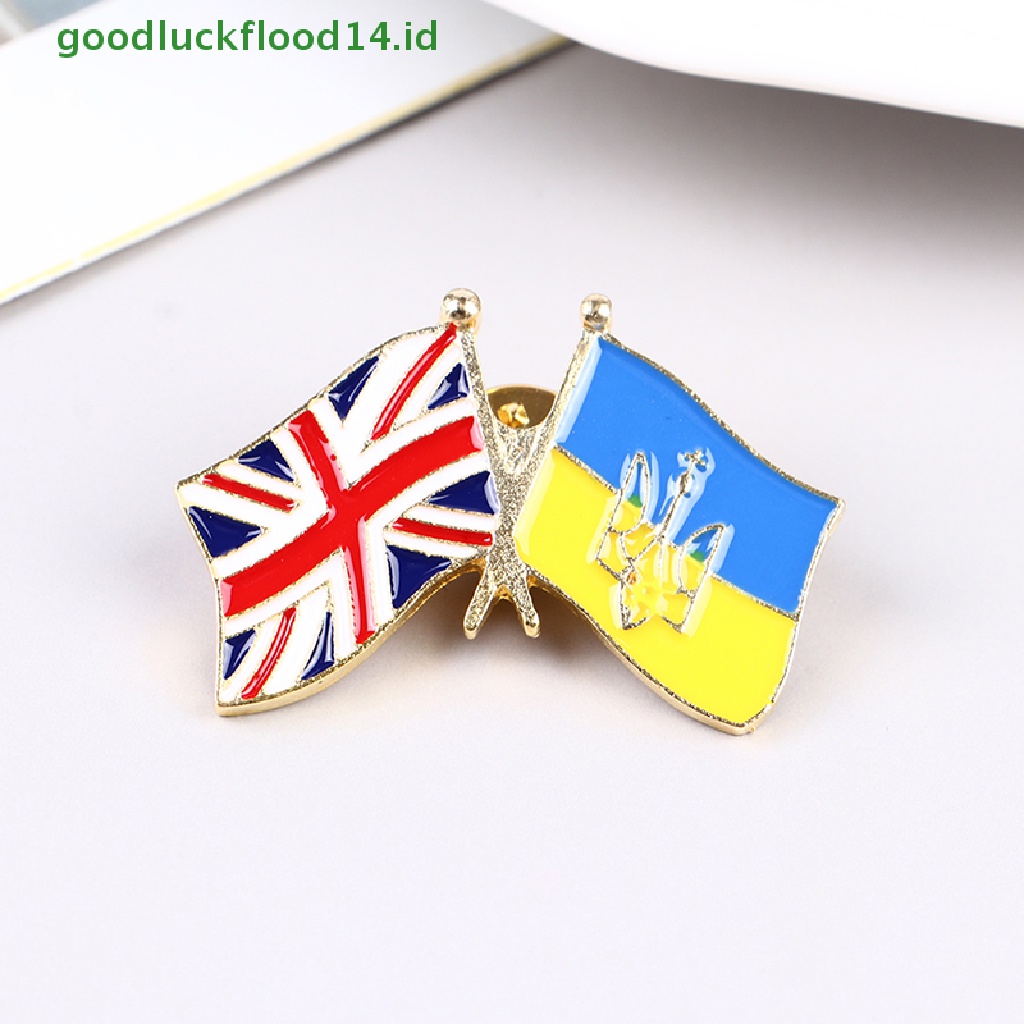 [GOOGFOUR] 1pc Bendera Ukraina Bros Aksesoris Pakaian Pin Logam Lencana Souvenir Badge [TOP]