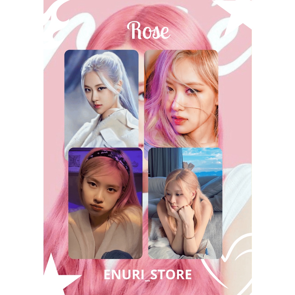 Enuri Photocard - Rose Blackpink Photocard (Cetak 2 sisi rounded) Laminasi 2 Sisi