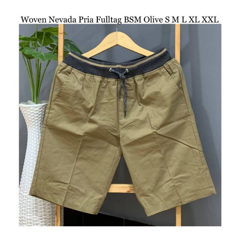 Woven Nevada Original Celana Pendek Pria Dewasa Pinggang karet Celana Chinos Pendek Polos Chino Pendek Premium