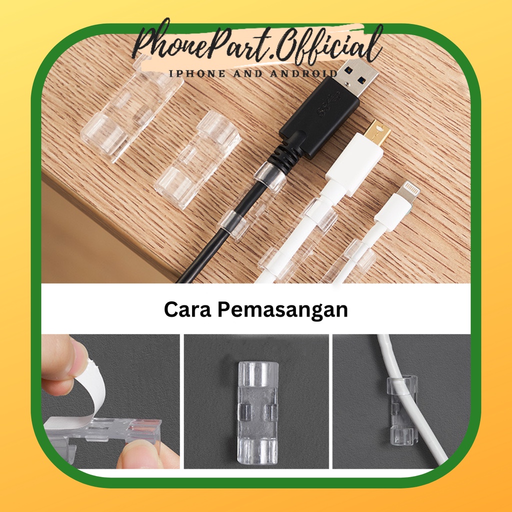 Klip Cable Organizer Kleman Pengatur Kabel Dinding Alat Merapikan Pengikat Clear