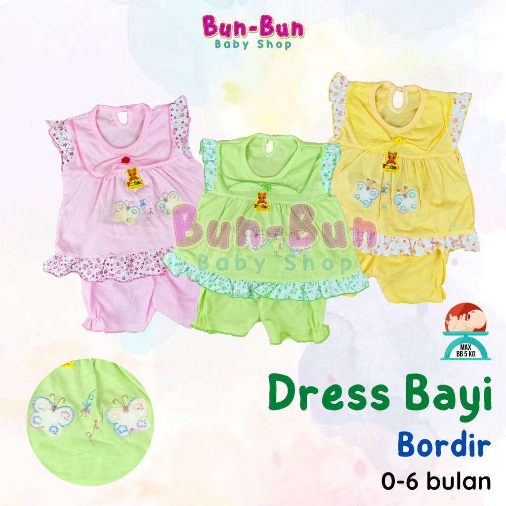 Setelan Cewek Dress Baby Girl Stelan Baju Bayi Lahir Perempuan Newborn Lucu Murah Bunbunbabyshop