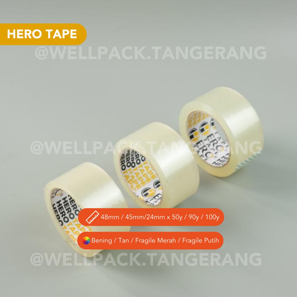 

Lakban Herotape 48mm Bening / Cokelat / Fragile Merah / Fragile Putih