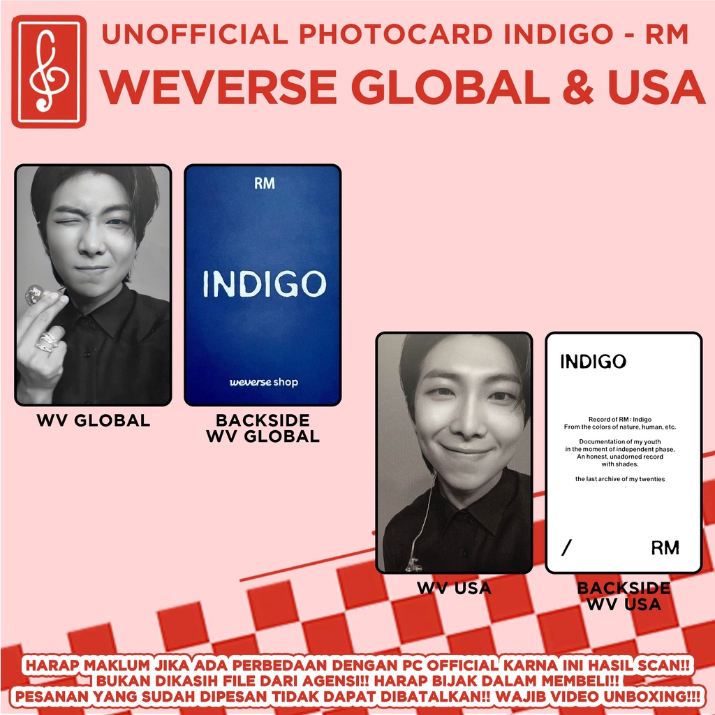 [REPLIKA BTS RM] PHOTOCARD INDIGO UNOFFICIAL