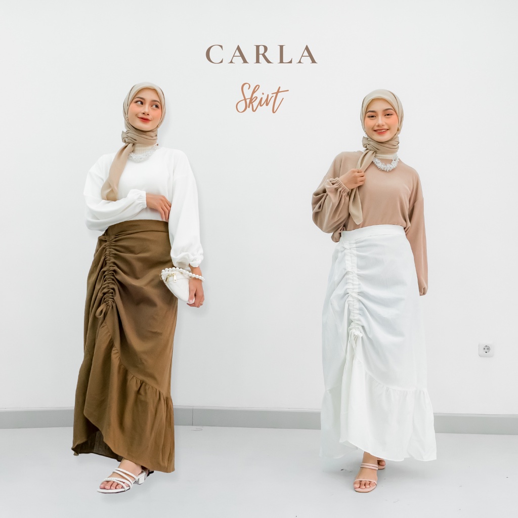 Kenzleywear - Carla Linen Crinkle Skirt | Rok Wanita Korea | Rok Panjang Linen Crickle Model Serut S