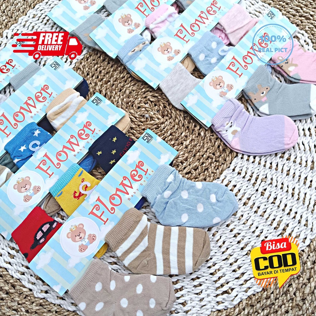 Kaos Kaki 3 in 1 merk FLOWER SNI 0 - 12 Month