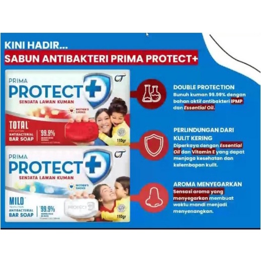 Prima PROTECT+ Sabun Batang Bar Anti Bacterial 75 Gram