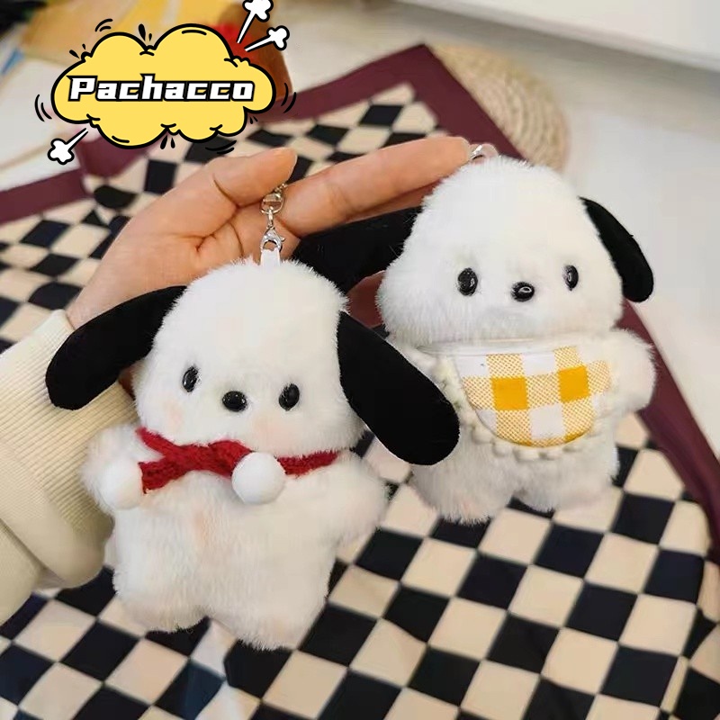 5 /10 /12cm Lucu Boneka Mewah Liontin Kartun Sanrio Pochacco Boneka Anjing Mainan Gantungan Kunci Untuk Anak Perempuan Dekorasi Tas Sekolah Kantor Supply Hadiah Kreatif