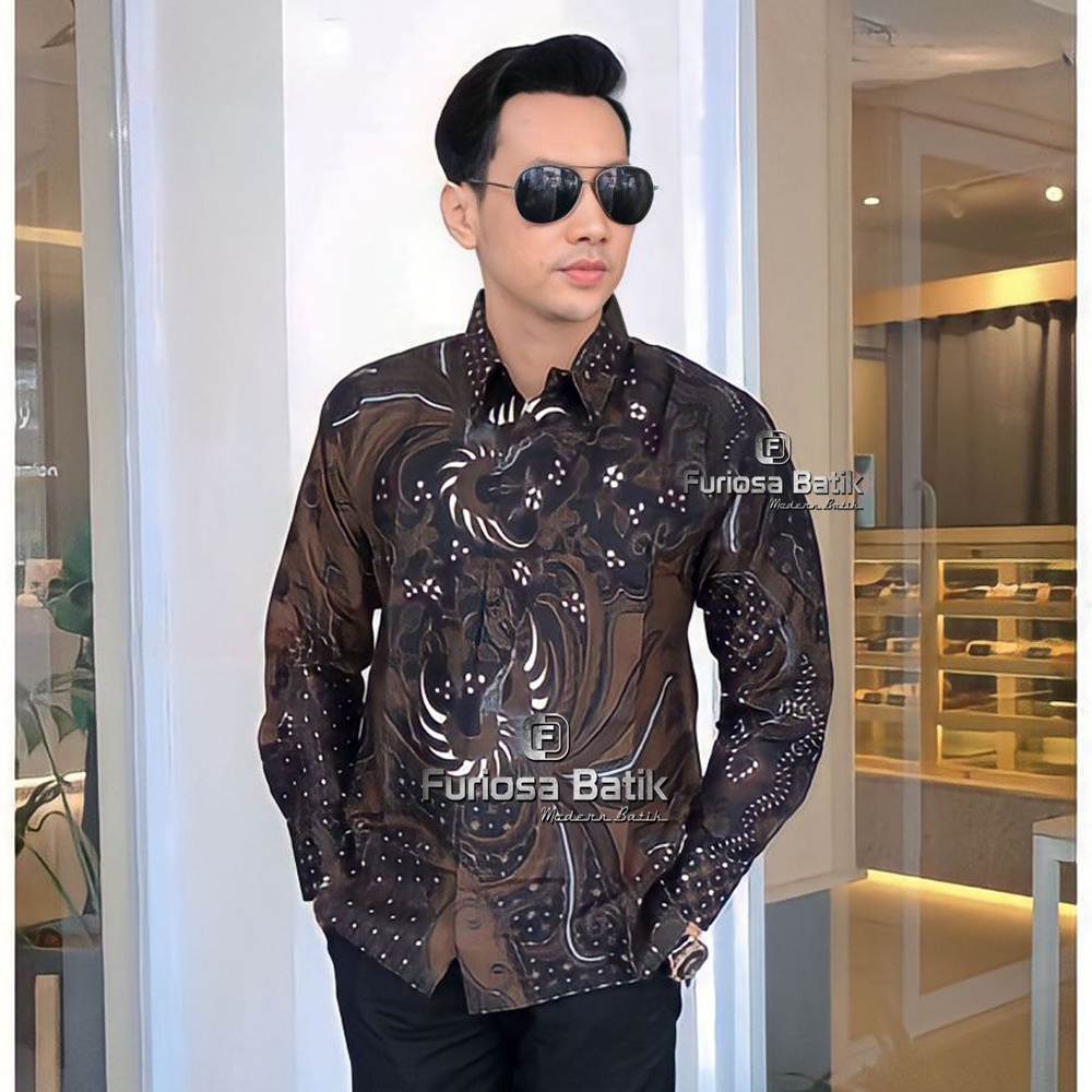 FURIOSA BATIK Lemah Teles Kemeja Batik Pria Modern Lengan Panjang Casual Modis Slim Fit Trendy Masa Kini OL 162