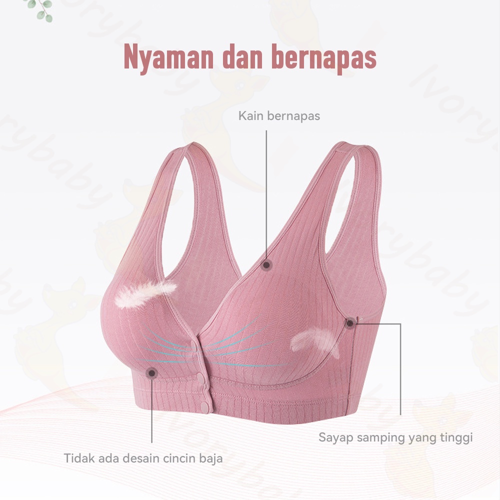 Ivorybaby Jumbo bra menyusui kancing depan tanpa kawat katun depan gesper wanita Bh menyusui