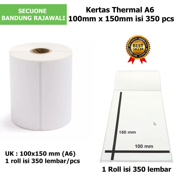

best seller] Kertas Sticker Label Barcode Thermal A6 100mm x 150mm isi 350 pcs