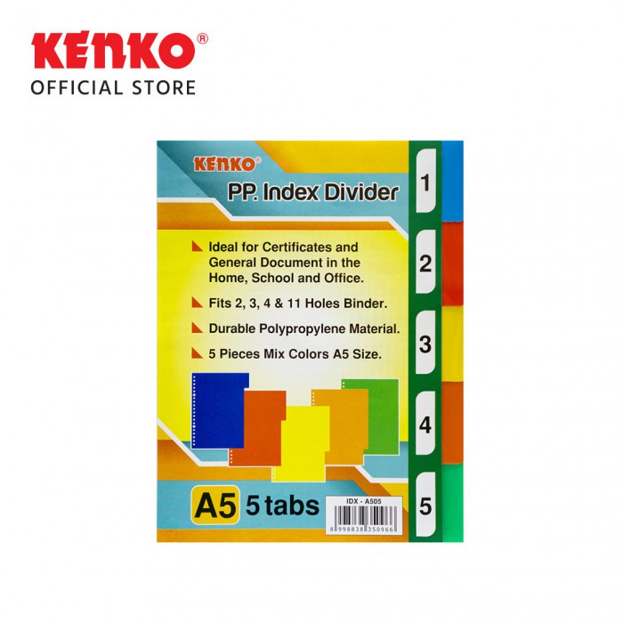 

Pembatas Binder KENKO PP. Index Divider IDX-A505 A5 5tabs