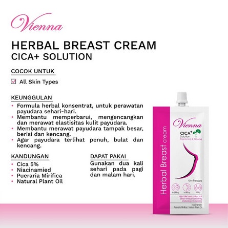 PEMBESAR PAYUDARA VIENNA HERBAL BREAST CREAM 30ML SACHET BPOM