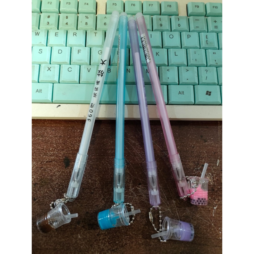 Pulpen Boba Bubble Tea pena pen Pulpen minuman lucu gantungan lucu Alat tulis kantor Gel karakter