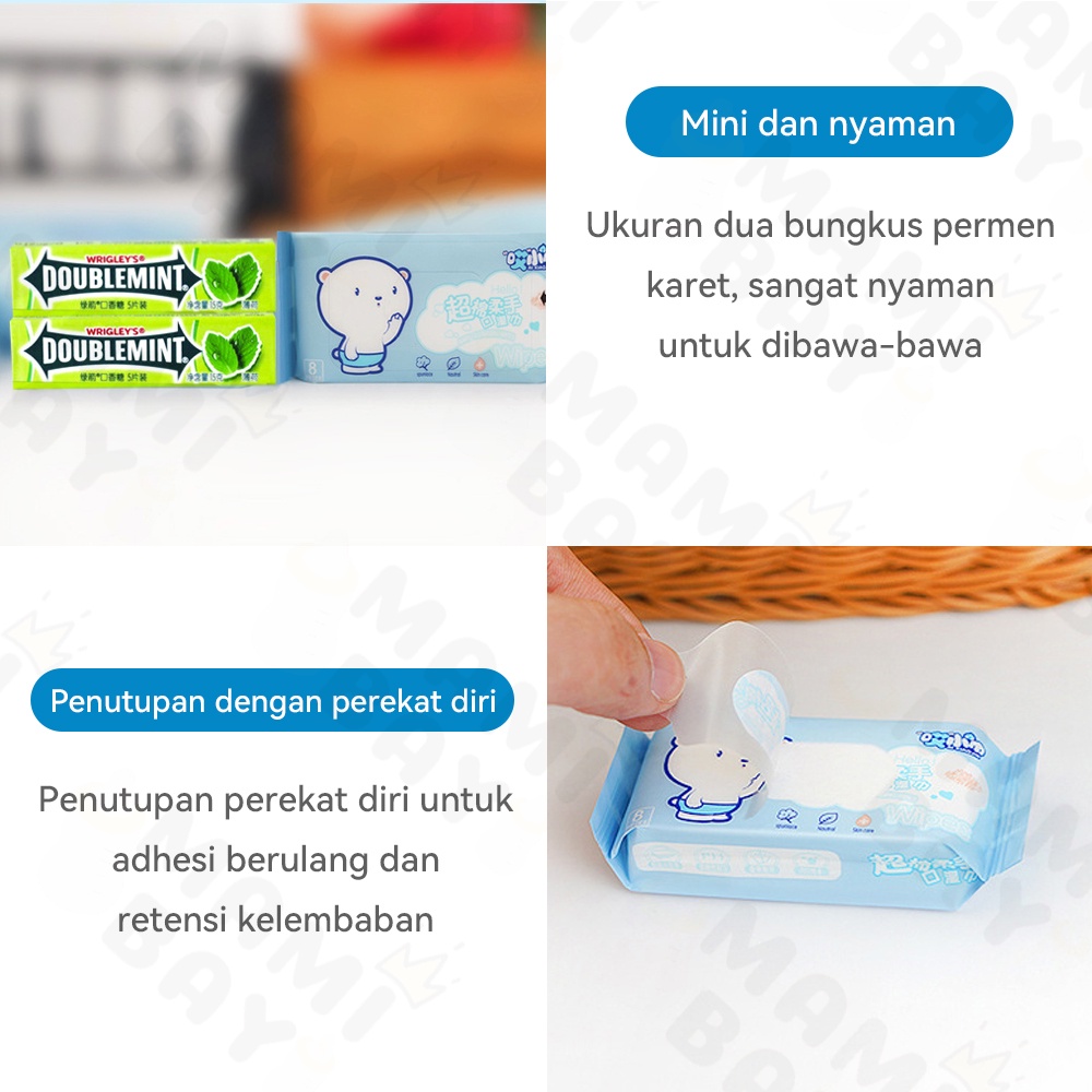 Mamibayi Portable Wet Wipes Tisu Basah Mini Tissue Basah Karakter