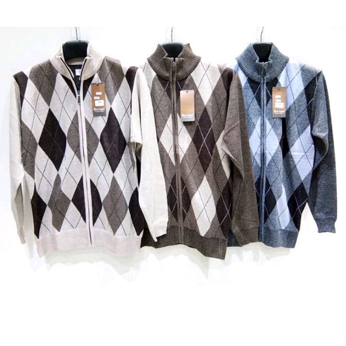 ✨PROMO✨ Sweater Rajut Bapak Resleting Krah Pria KECE " IMPORT " (#Z6)