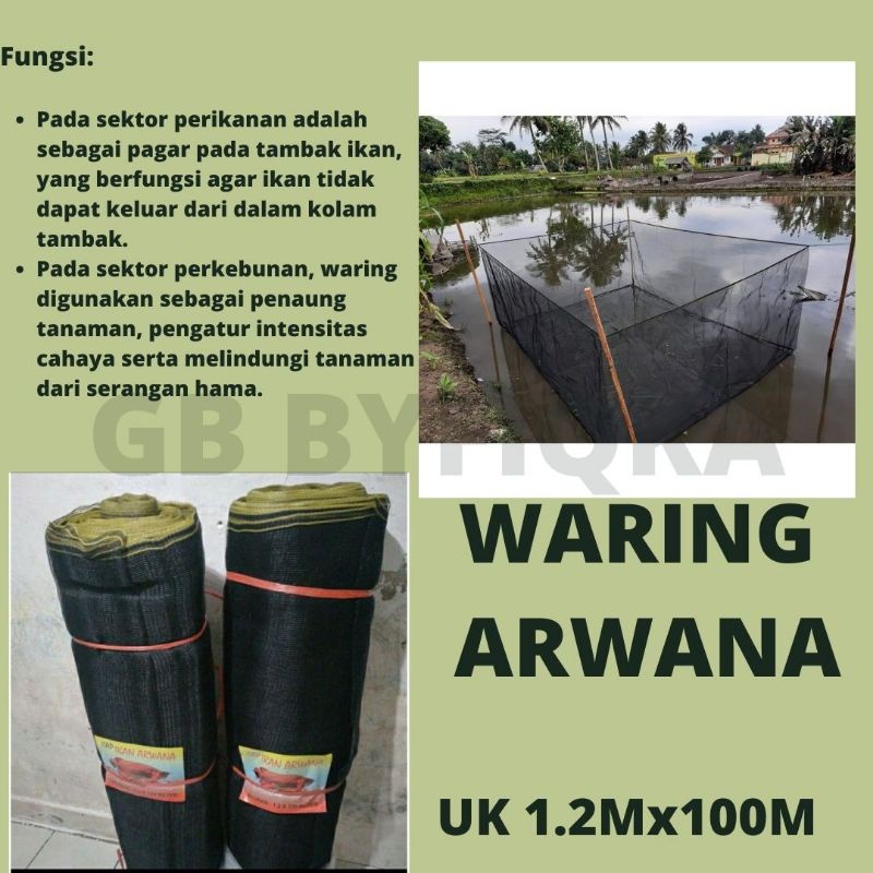 Waring Jala Jaring Ikan Lebar 1.2 Meter per Roll Panjang 100 Yard Merk Pak Tani/Waring Arwana/Waring