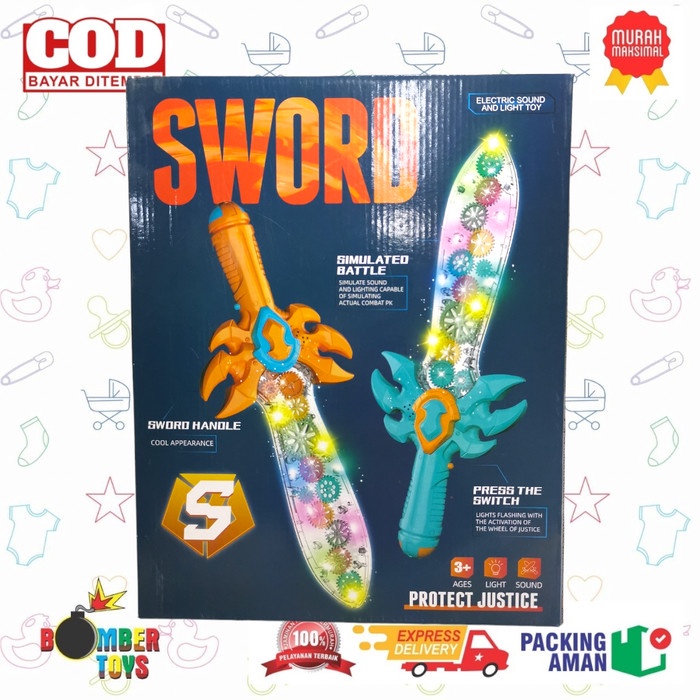 MAINAN ANAK PEDANG SWORD LIGHT GEAR SUARA GERAK LAMPU 3D MOTORIK KADO