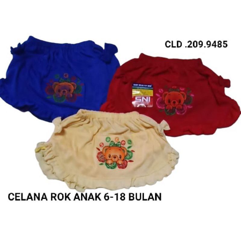 Celana rok bayi sablon isi 3pcs | Celana dalam rok bayi umur 6 - 18 bln