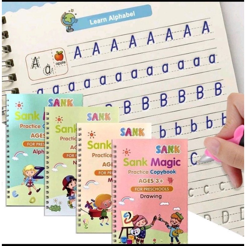 

Pintar menulis Buku sank magic (1set isi 4 buku + pen )