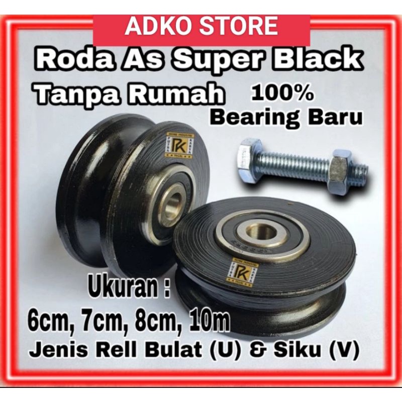 Roda Pagar Besi Pintu Gerbang tralis gebyok bubut Rel Bulat Sliding Geser Dorong super black diamete