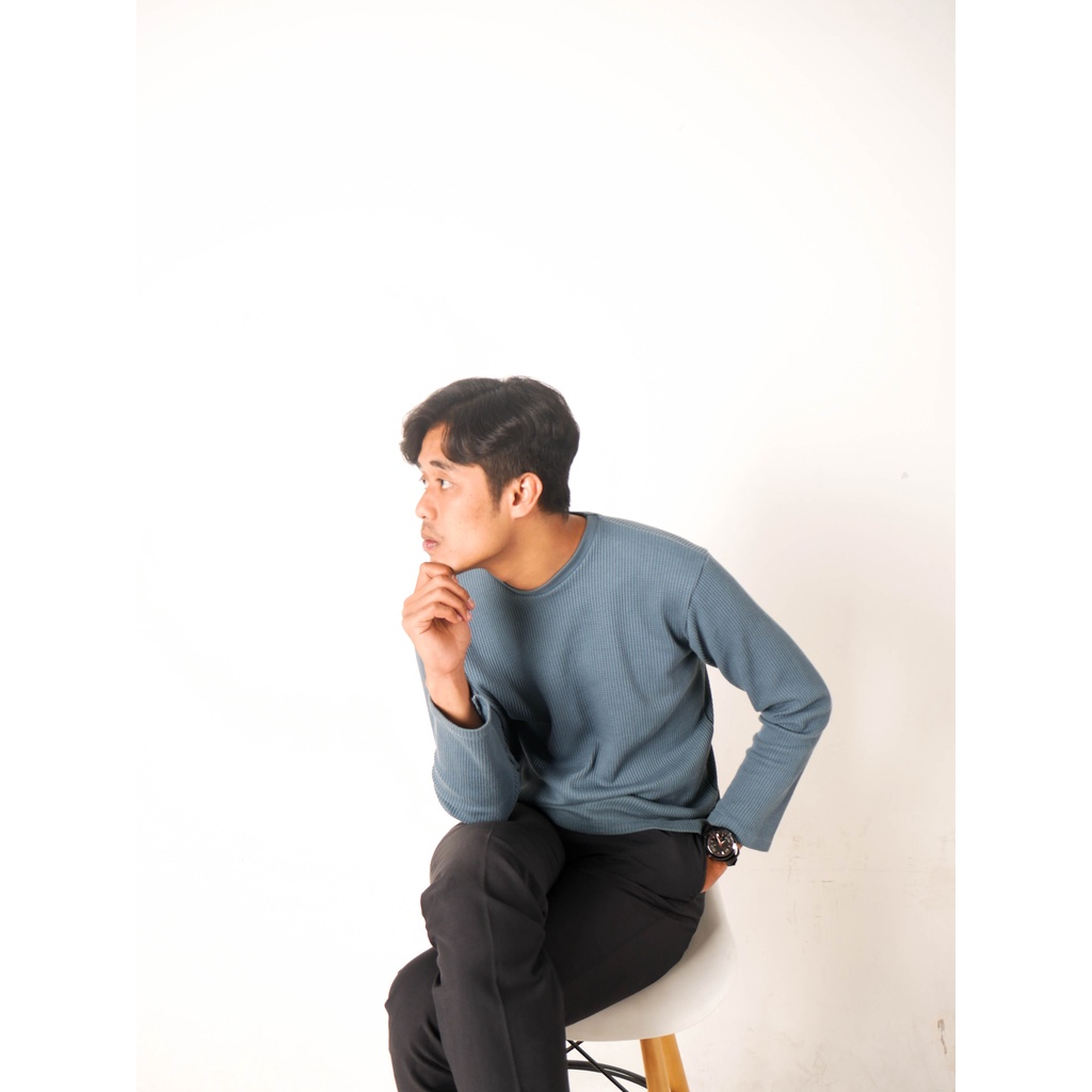 Overweld - Kaos Waffle Long Sleeve Stone Blue | Cotton
