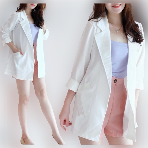 HAWARI FASHION - BLAZER SCUBA - BAJU ATASAN BLAZER WANITA KOREA TERBARU 2023 BAHAN SCUBA PREMIUM - BLAZER KERJA WANITA TANGAN PANJANG - BLAZER HITAM - BLAZER POLOS - BLAZER JUMBO