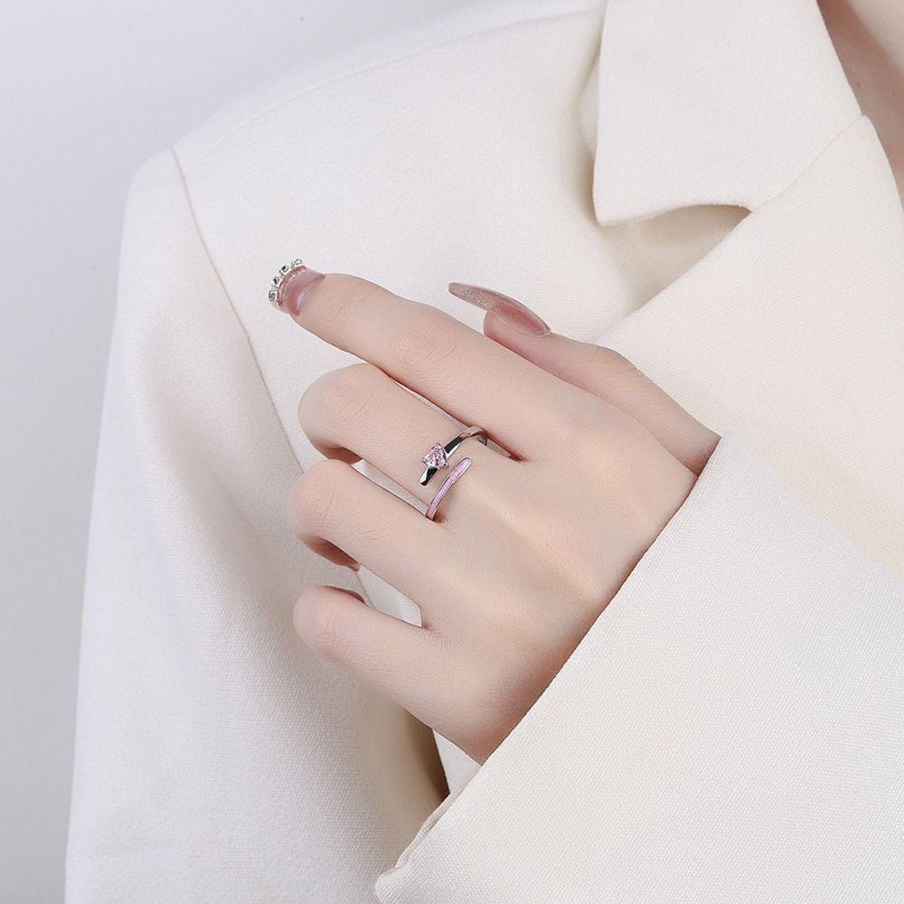 Needway   Y2K Wanita Cincin Indah Mengkilap Chic Niche Desain Hadiah Gadis Zirkon Tembaga Pembukaan Cincin Gaya Korea Cincin