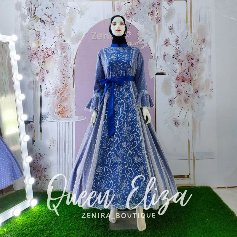 QUEEN ELIZA GAUN pesta pengantin mewah tulle bordir dan tulle dot / baju kondangan / prewedding / lamaran / wisuda / wedding bisa dipesan couple / tersedia ukuran kecil hingga jumbo