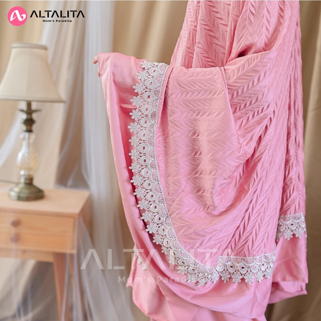 Altalita - Mukenah Dewasa Taleetha Sutra Velvet Polos Premium Renda Mewah Jumbo Adem Lembut Terbaru