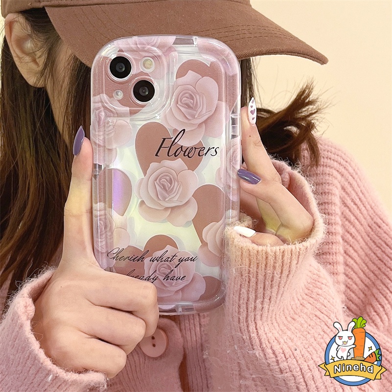 IPHONE Casing Kompatibel Untuk Iphone14 13 12 11 Pro Max X Xr Xs Max SE 8 7 6 6s Plus Retro Ins Sastra Rose Phone Case HD Bening Tebal Airbag Shockproof Soft Case Cover Pelindung