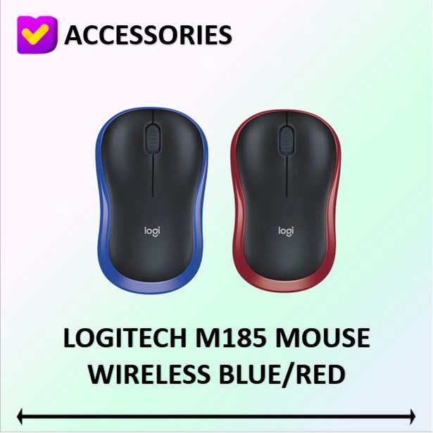 LOGITECH M185 MOUSE WIRELESS BLUE/RED/GREY