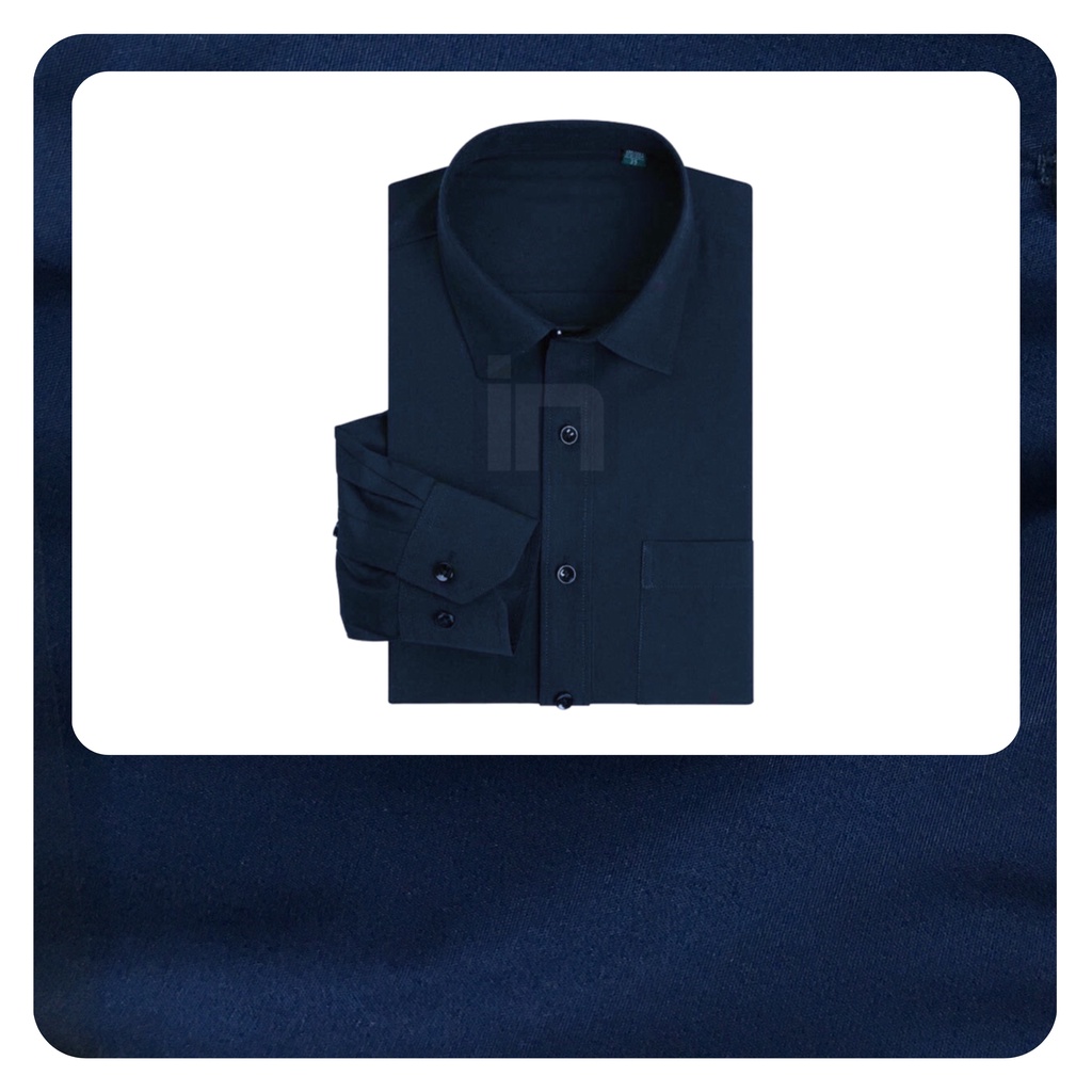 ( Deep Blue S - XL ) Kemeja Pria Lengan Panjang - Atasan Formal Kantor