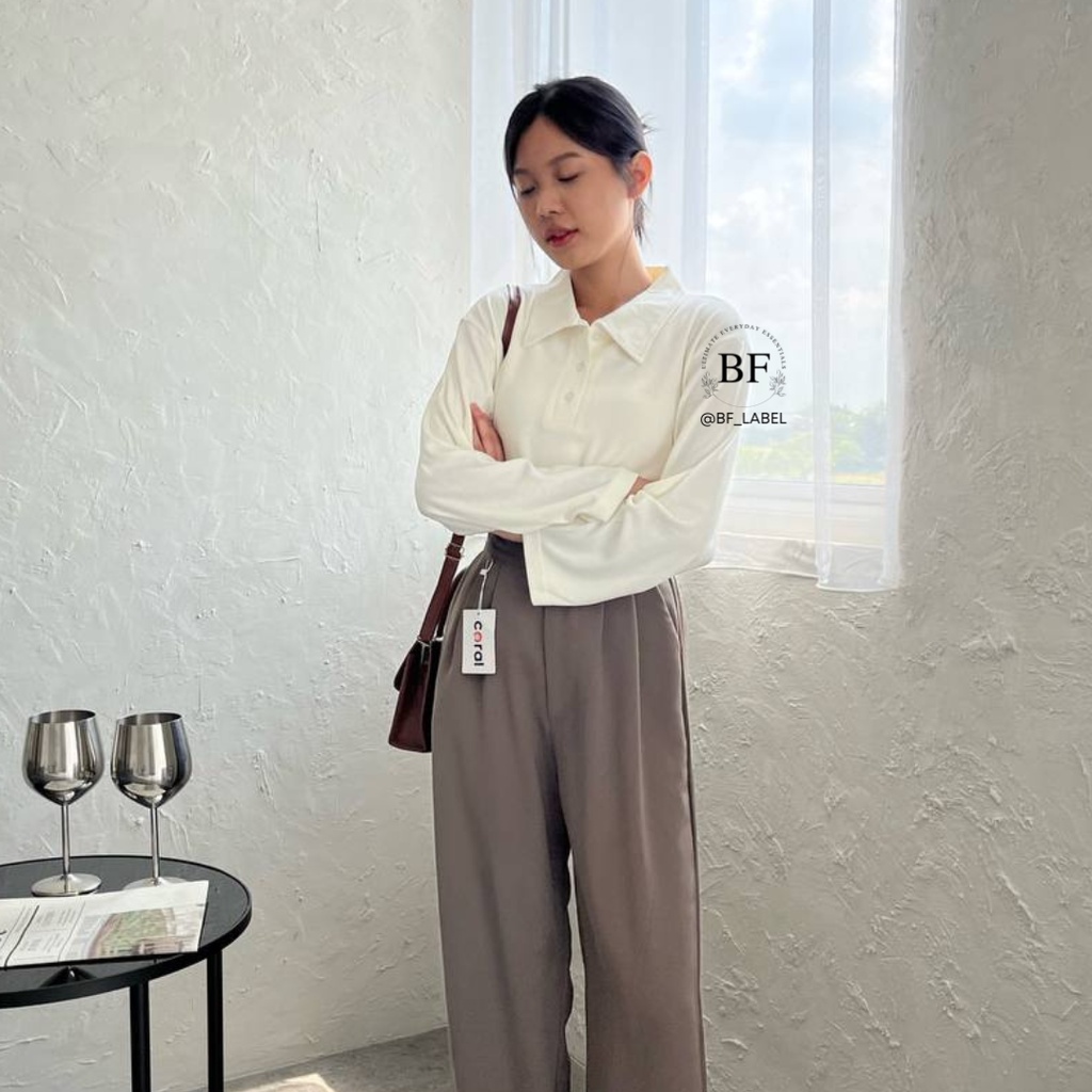 Florance Top 315 | Kaos Polo Knit | Long Sleeve Shirt | Kaos Polos Wanita by@bf_label