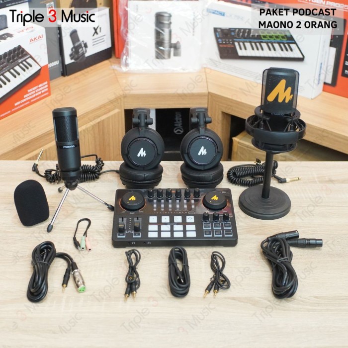 Paket Maono E2 Paket Podcast 2 orang With PM500 with headphone