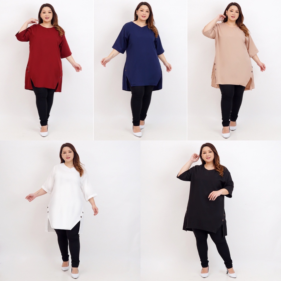 BAJU BLOUSE WANITA TUNIK JUMBO 016 XXL XXL LD 120cm BIGSIZE OVERSIZE BAJU HAMIL POLOS BASIC PANJANG 