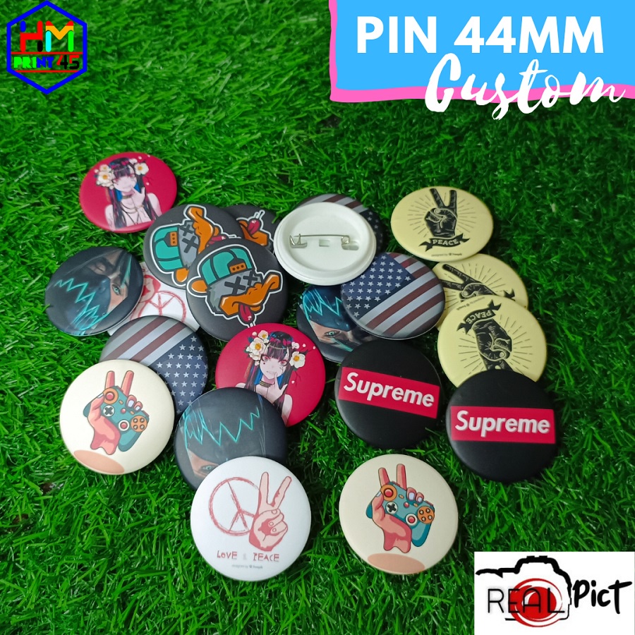 Cetak pin custom 44mm / pin peniti 44mm / pin bros 44mm