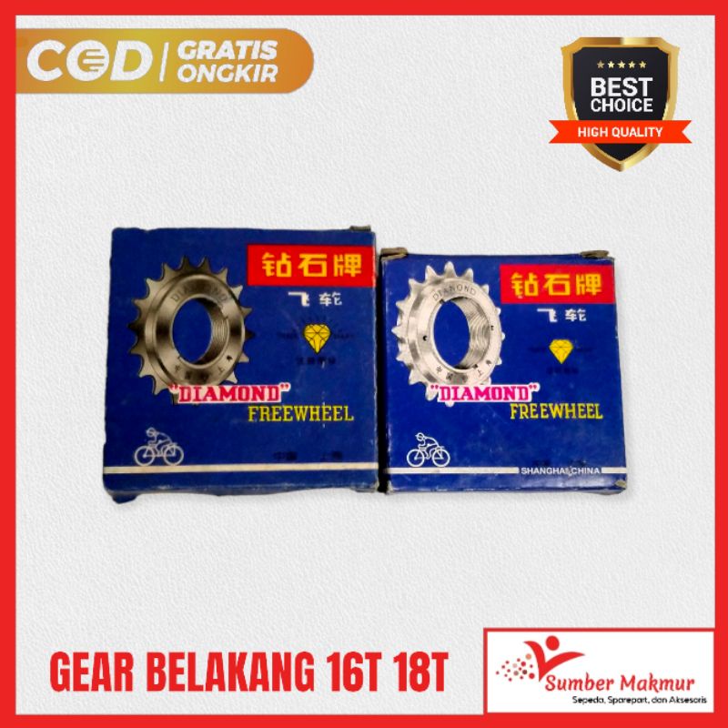 Freewheel Gear Belakang Keriwil Kriwil Riwil Sepeda 16T 18T Diamond Atlantis Anak dan Dewasa Model BMX MINI Lipat