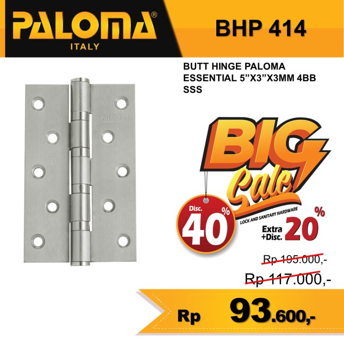 Engsel Engsel Pintu 5 Inch 3Mm Paloma Stainless Bhp 414