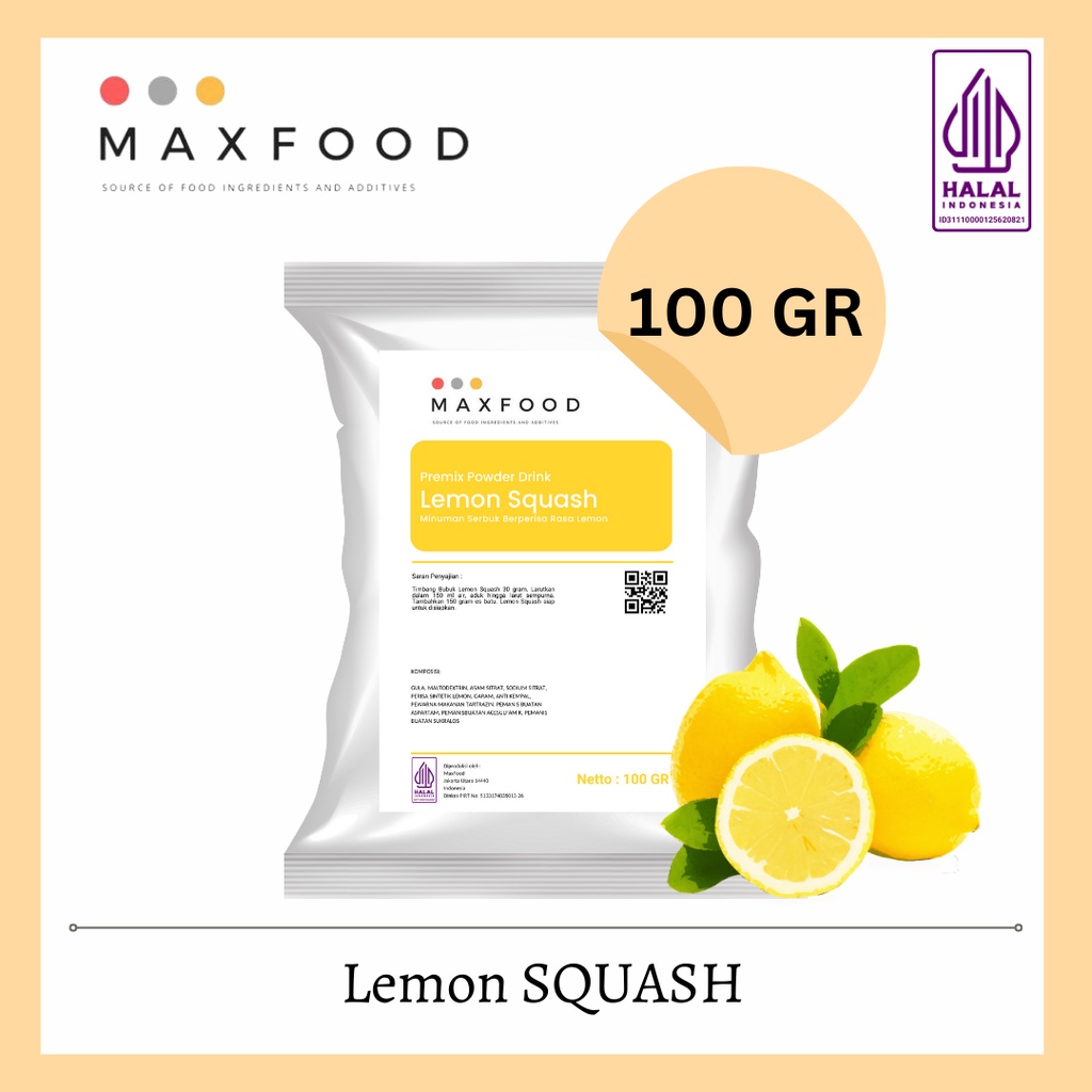 

MAXFOOD - Lemon Squash / Bubuk Minuman Squash Rasa Lemon 100 Gr